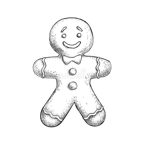 Gingerbread Man Icing, Gingerbread Man Drawing, Cookie Drawing, Handcrafted Christmas Cards, Traditional Christmas Cookies, Christmas Sketch, Candle Drawing, Christmas Tattoo, Christmas Doodles