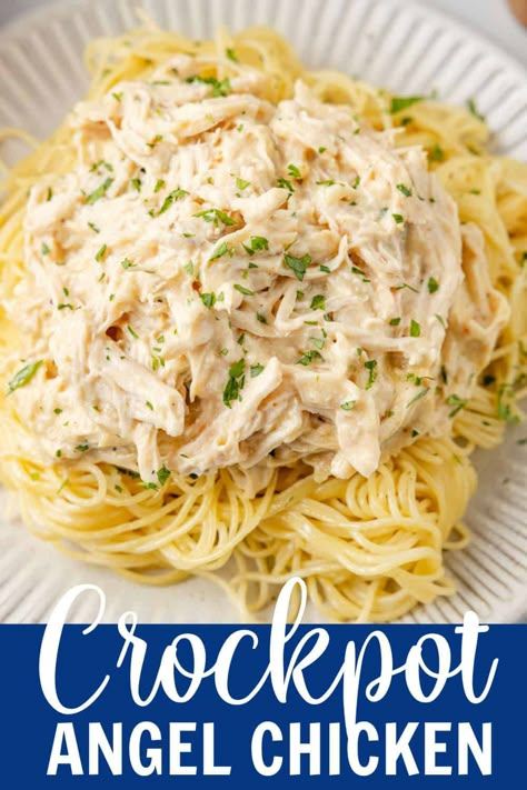 Angel Chicken Recipe, Chicken Angel Hair Pasta, Crockpot Ham And Beans, Belle Of The Kitchen, Angel Chicken, Crockpot Chicken Breast, The Kitchen Recipes, Crock Pots, Slow Cooker Tacos