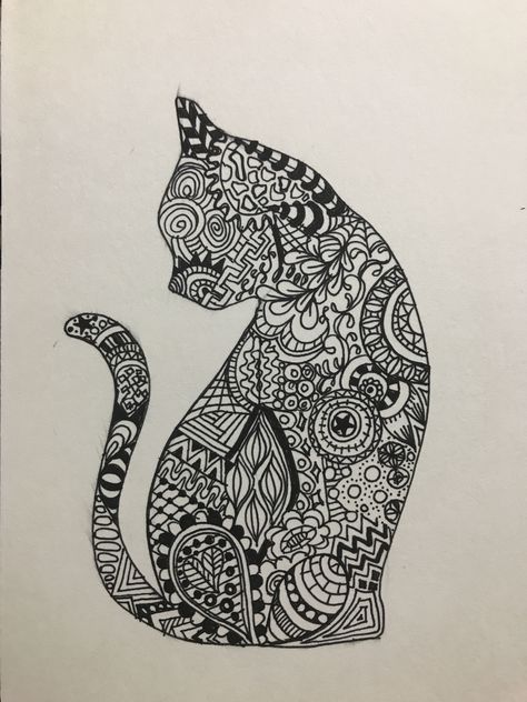 #ZentangleArt #PatternInspiration #MindfulCreativity #ZenDoodle Cat Zentangle Drawing, Zentangle Cats Pattern, Zen Tangle Animals, Cat Zentangle, Zentangle Animals Art, Thumb Painting, Easy Manga Drawings, Dot And Line, Lion Canvas Painting