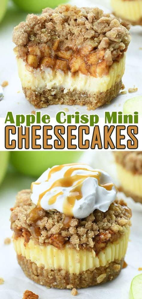 Apple Crisp Mini, Grad Food, Thursday Dinner, Summer Dessert Ideas, 2024 Meals, Dessert Business, Dessert Mini, Mini Cheesecake Recipes, Cheesecake Mini