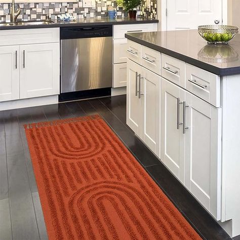 Amazon.com: LEEVAN Washable Kitchen Runner Rug 2'X5', Hand-Woven Bathroom Runner Rug with Tassels, Terracotta Entryway Runner Rug, Tufted Rainbow Bedroom Rug Runner, Farmhouse Hallway Rug for Laundry/Living Room : Home & Kitchen Bedroom Rug Runner, Washable Kitchen Runner, Long Bathroom Rugs, Laundry Entryway, Bedroom Runner Rug, Rug With Tassels, Kitchen Runner Rugs, Farmhouse Hallway, Entryway Runner Rug