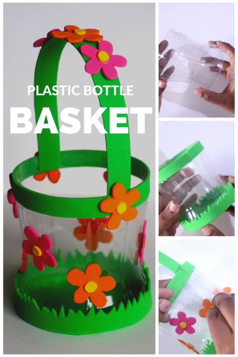 Plastic Bottle Crafts Recycled, Plastic Bottle Crafts Diy, Creative Easter Baskets, Easter Basket Crafts, Easter Crafts For Adults, Plastic Bottle Art, Diy Plastic Bottle, Basket Crafts, Seni Dan Kraf