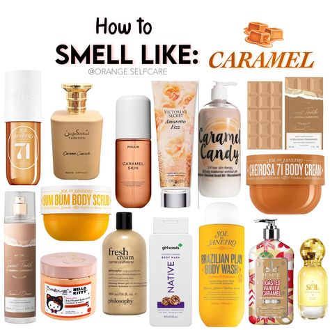 How to smell like: Caramel 🍂🍁🍮 Calling all of my Fall Scent girliesss😌🍂 ♡ Follow to see more posts like this!😉🧴 🤎 @orange.selfcare 🤎 ⤞ ⤞ ⤞ tags🤍 #fallfragrance #fallfragrances #caramelskin #caramelperfume #smellgoodallday #smellgoods #personalhygiene #autumnfragrance #caramelapples #saltedcaramel #pumpkinspicelatte #caramelfrappe #bodyskincare #fragrancelayering #budgetbaddie #freshcream #perfumecombo #perfumecombos #fragrancecombo #caramelgirl How To Smell Like Maple Syrup, How To Smell Like Amber, Caramel Scented Products, How To Smell Like Caramel, How To Smell Like Fall, Smell Like Caramel, Vanilla Scent Combo, Caramel Perfume, Body Wash Collection