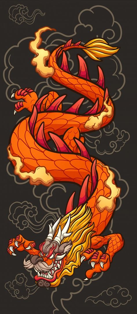 Chinese Dragon Drawing, Red Chinese Dragon, Chinese New Year Zodiac, Chinese Dragon Art, Chinese Background, Dragon Chino, Cloud Illustration, Asian Dragon, Animal Symbolism