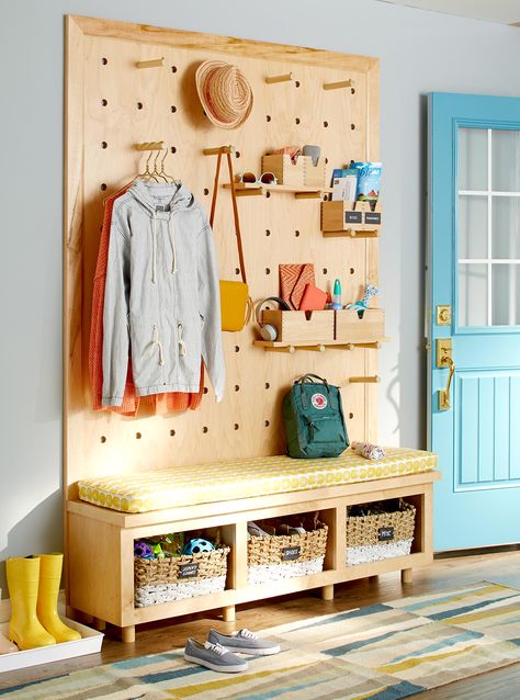 Don't limit pegboard to the garage. These multipurpose panels can help you get organized in the kitchen, bedrooms, living spaces, and more. #pegboard #organization #diypegboard #storageideas #bhg Pegboard Craft Room, Organize Garage, Pegboard Ideas, Pegboard Display, Pegboard Storage, Small Laundry Room Organization, Room Storage Diy, Pegboard Organization, Pegboard Accessories