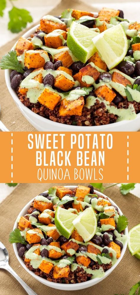 Sweet Potato And Black Bean, Sweet Potato Black Bean, Vegetarian Main Dish, Holiday Lunch, Quinoa Bowls, Black Bean Quinoa, Sweet Potato Black Beans, Resep Diet, Vegetarian Main Dishes