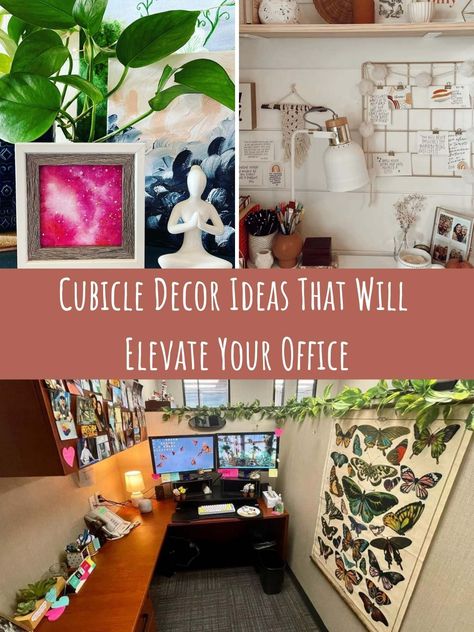 Cubicle Wall Fabric, Cubicle Gallery Wall, Relaxing Cubicle Decor, Decorate Cubicle At Work Cozy, Decorated Office Cubicles, Work Cube Decorating Ideas, Small Office Cubicle Decor, How To Decorate Office Cubicle, Decorate Cubicle At Work Professional