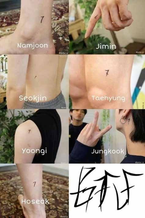 V 7 Tattoo, Kpop Tattoos Ideas, Bts Piercings, Taehyung Tattoo, Bts Inspired Tattoos, Fire Bts, Minimal Tattoo Designs, Minimal Tattoo Ideas, Kpop Tattoos