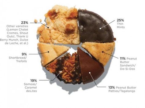 What's your favorite Girl Scout Cookie? Cookie Chart, Infographic Food, Girl Scout Cookie Sales, Gs Cookies, Cookie Booth, Pie Charts, Food Infographic, Daisy Girl Scouts, Girl Scout Ideas