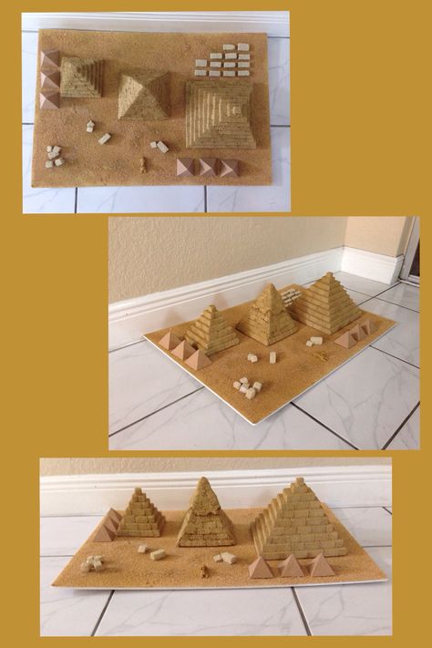 Pyramids of Egypt. make with brown sugarlumps Pyramid Project Ideas, Pyramid School Project, Pyramid Project, Ancient Egypt Crafts, Ancient Egypt For Kids, Ancient Egypt Unit, Egypt Activities, Egyptian Crafts, Ancient Egypt Projects