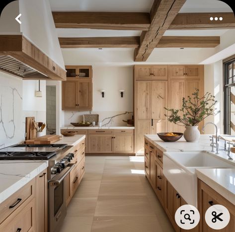 White And Knotty Alder Kitchen, Modern Natural Wood Kitchen Cabinets, Kitchen Design Concrete Floor, Desert Theme Kitchen, Beechwood Kitchen Cabinets, Light Wood Cabinet Kitchen, Oak And Beige Kitchen, Sanded Oak Cabinets, Beige Walls Kitchen