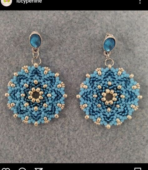 Beaded Earrings For Wedding And Diwali, Bollywood Beaded Earrings For Wedding And Diwali, Galaxy Beaded Earrings, Beaded Mandala Earrings Tutorial, Beaded Medallion Earrings, Mandala Jewelry, Beautiful Beaded Earring, Beaded Flowers Patterns, Seed Bead Jewelry Patterns