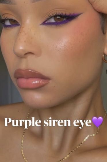 Under Eyeliner Color, Purple Eye Makeup Concert, Purple Eyeshadow Looks For Prom, Purple Fox Eye Makeup, Purple Jewel Eye Makeup, Eye Makeup Looks Purple, Purple Makeup Concert, Purple Prom Eyeshadow, Amethyst Makeup Looks