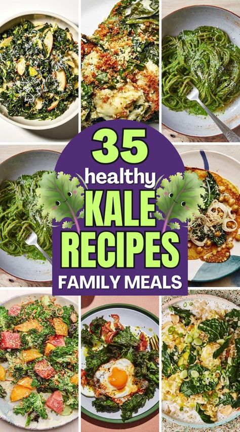 These kale recipes are both healthy and delicious. Perfect for adding some greens to your diet. Low Calorie Kale Recipes, Daily Dozen Meals, Ways To Eat Kale, Dinner Ideas With Kale, Ways To Use Kale, Raw Kale Recipes, Kale Slow Cooker Recipes, Recipes With Kale Healthy, How To Eat Kale