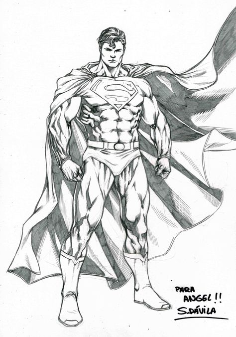 Superman Drawing Sketches, Superman Sketch Pencil, Super Man Drawing, Superman Art Drawing, Superman Sketch, Superman Comic Art, Art Class Drawing, Batman Free, Superman Coloring Pages