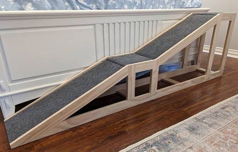 Ramp For Dogs To Get On Bed, Diy Pet Ramp For Bed, Dog Stairs For Bed Diy, Diy Dog Ramp For Stairs, Diy Dog Steps For Bed, Diy Dog Ramp For Bed, Dog Bed Steps, Dog Ramp For Stairs, Dog Ramp Diy