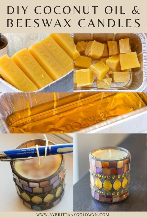 If you want to try out candlemaking or are just looking for a new project, my beeswax and coconut oil candles recipe is easy and affordable! Beeswax Coconut Oil Candles, Coconut Oil Candles, Candles Recipe, Oil Candles Diy, Coconut Oil Candle, Homemade Beeswax Candles, Homemade Candle Recipes, Beeswax Recipes, Beeswax Candles Diy