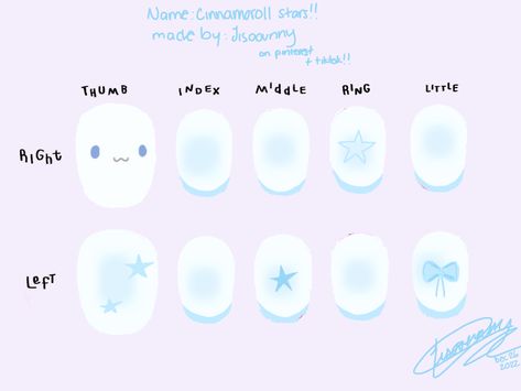 Cinnamon Roll Inspired Nails, Cinamoroll Inspired Nails, Cinnamoroll Nail Design, Cinnamonroll Sanrio Nails Short, Sanrio Nail Art Simple, Hello Kitty Cinnamon Roll Nails, Cute Cinnamoroll Nails, Cinnamoroll Nails Simple, Cinamoroll Nails Simple