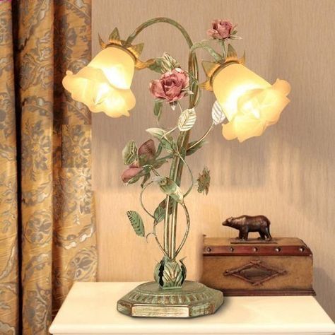 em on Twitter: "flower lamps<3… " Green Nightstands, Flower Lamp, Glass Lampshade, Dream Room Inspiration, Room Makeover Inspiration, Cute Room Decor, Dream House Decor, Aesthetic Room Decor, Metal Style