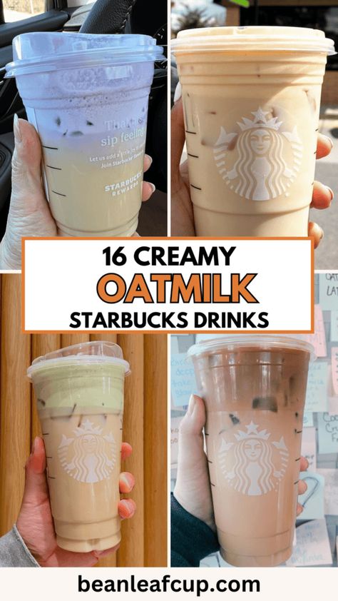 Discover the best oatmilk drinks at Starbucks! From creamy lattes to refreshing iced options, these dairy-free delights are perfect for any time of the day. Find your new favorite beverage and enjoy a healthier twist on your go-to Starbucks drink! Oatmilk Coffee At Starbucks, Starbucks Drinks Keto Friendly, Vegan Starbucks Drinks Recipes, Starbucks Recipes Oatmilk, Starbucks Milk Drinks, Dairy Free Drinks At Starbucks, Starbucks Coffee Orders Low Calorie, Heavy Cream Starbucks Drinks, Trenta Starbucks Drink