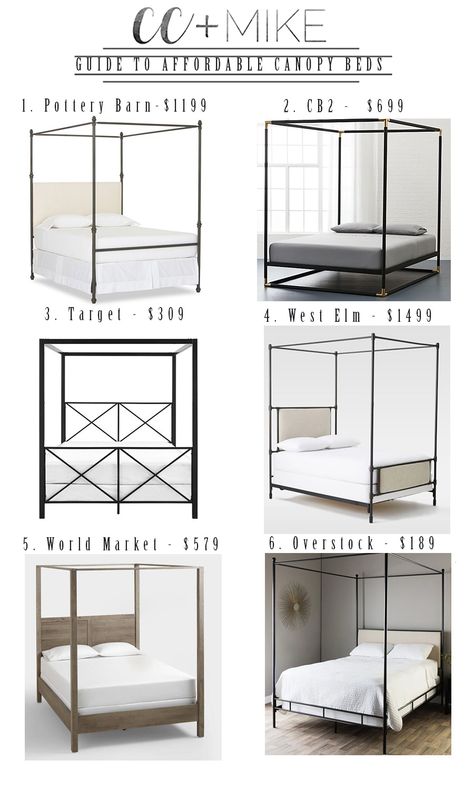 The Ultimate Guide to Affordable Canopy Beds | CC and Mike |Design Blog Black Canopy Beds, King Size Canopy Bed, Black Canopy Bed, Iron Canopy Bed, 4 Poster Bed, Beautiful Bed Designs, Simple Bed Designs, Metal Canopy Bed, Poster Beds