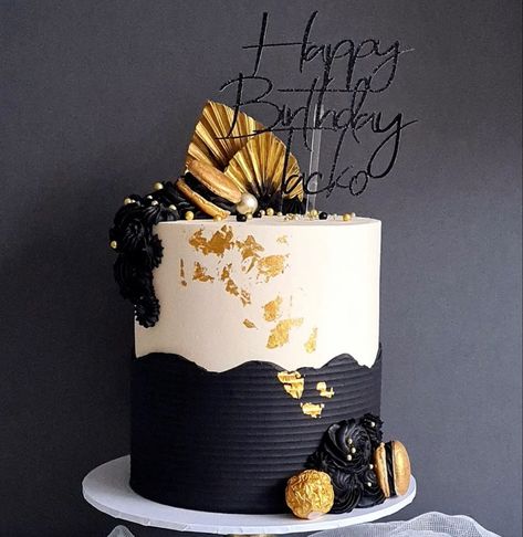 Birthday Cake For Men Husband Unique, 70th Birthday Cake For Men, 30 Cakes, Black And Gold Birthday Cake, Birthday Cake Funny, 50th Birthday Cake For Women, Black And White Cake, Modern Birthday Cakes, Cake Funny