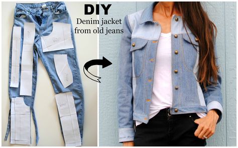 ::::::Click links below to visit page:::::::  For a list of my DIY tutorials that have basic supplies and instructions  click here ... Denim Jacket Pattern, Pola Jaket, Trash To Couture, Upcycled Denim Jacket, Diy Denim Jacket, Diy Clothes Refashion, Upcycled Jeans, Mode Kimono, Diy Jeans