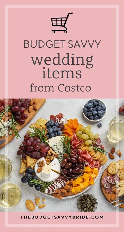 Do It Yourself Wedding Food, Costco Appetizers For Wedding, Micro Wedding Cocktail Reception, Costco Brunch Food, Costco Food For Party, Costco Bridal Shower Food, Charcuterie Board Costco, Costco Catering Ideas, Affordable Wedding Food Ideas