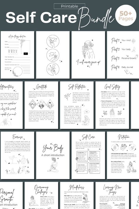 Self Care Printable Worksheets, Self Care Journal Pages, Self Care Planner, Self Care Binder, Self Care Journal, Best Planner App, Printable Self Care Checklist, Self Care Journal Pages Printable Free, Free Self Care Journal Template