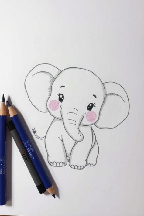 Check Out This Cute Elephant Drawing & 12+ Other Elephant Drawing Ideas! #drawing #drawinginspiration Elephant Doodle Simple, How To Draw Elephant, Drawing Ideas Elephant, Elephant Drawing Simple, Elephant Drawing Ideas, Drawing Of Elephant, Elephant Family Drawing, Cute Elephant Drawings, Elephants Drawing