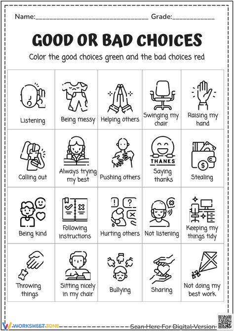 Good Or Bad Choices Worksheet Good Touch Bad Touch Worksheet, Good And Bad Habits Worksheet For Kids, Good Choices Bad Choices Free Printable, Good Or Bad Choices Worksheet, Good Choices Bad Choices, Values Clarification, Easter Prayer, Christian Kids Activities, Bad Touch