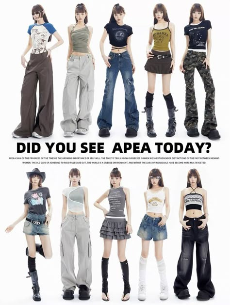 Y2k Fashion Female, Y2k Asian Fashion, Trendy Y2k Outfits, Simple Y2k Outfit, Korean Y2k Outfits, Korean Y2k Fashion, Casual Y2k Outfits, Yk2 Fashion, Douyin Outfits