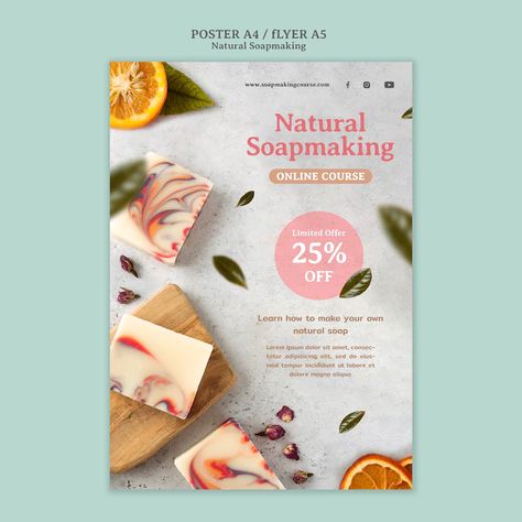 Soap Poster Design, Handmade Poster Ideas, Class Poster Ideas, Soap Poster, Natural Soap Making, Soap Photography, Concept Reference, Handmade Poster, Email Template Design