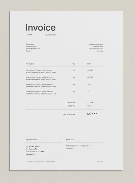 Effortlessly create polished invoices with our Adobe Photoshop template. Perfect for freelancers & small businesses. Fully customizable. Shop now! #InvoiceTemplate #AdobePhotoshop

https://www.etsy.com/au/listing/1666521372/minimal-invoice-templates-for-small Business Invoice Design, Interior Design Invoice, Small Business Invoice Templates, Invoice Template Free Download, Design Invoice Template, Invoice Layout, Bill Format, Design Invoice, Freelance Invoice