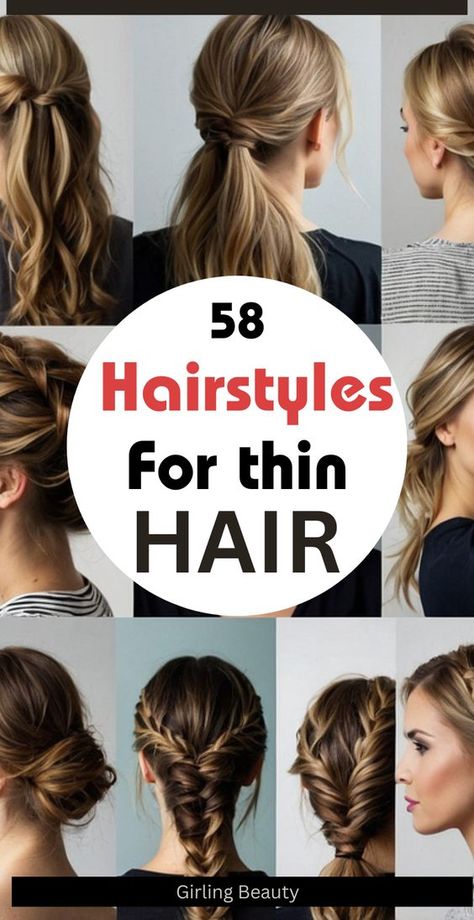 Simple Hairstyle Long Hair, Simple Home Hairstyles, Updos For Long Fine Hair Easy, Updo Hairstyles Fine Hair, Everyday Hairstyles For Fine Hair, Fine Hair Hairdos, Braided Hairstyles Fine Hair, Easy Wedding Hairstyles Down, Hairstyle For Long Fine Hair