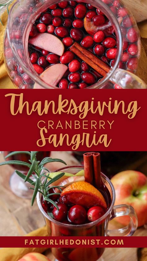 Spice up Fall celebrations with this delicious red cranberry sangria made with your favorite red wine, spices, cranberry juice, fresh fruit and a touch of orange liqueur. This is the perfect thanksgiving cocktail that has bold and delicious flavor making it a great addition to any Thanksgiving table. Fall Drinks With Cranberry Juice, Sangria Recipes Cranberry, Cranberry Orange Sangria Taste Of Home, Spiced Wine Sangria, Cranberry Sangria Thanksgiving, Sangria For Thanksgiving, Best Thanksgiving Sangria, Sangria Recipes Thanksgiving, Sangria With Cranberry Juice