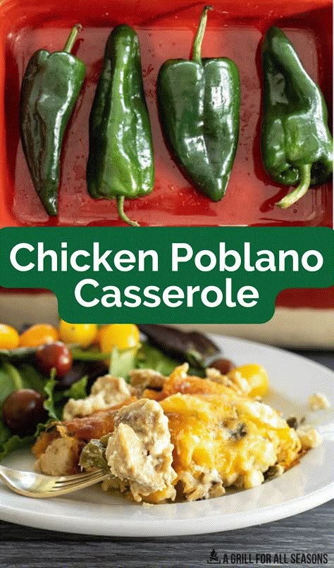 Poblano Dinner Recipes, Chicken Poblano Rice Casserole, Chile Relleno Casserole With Chicken, Chicken Poblano Pepper Recipes, Chicken Pepper Casserole, Sante Fe Chicken Casserole, Crockpot Poblano Chicken, Poblano Pepper And Chicken Recipes, Low Carb Poblano Pepper Recipes