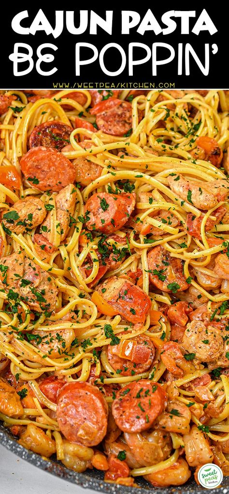 Cajun Pasta be Poppin’ on Pinterest Mardi Gras Pasta Recipe, Cajun Recipes Easy, Cajun Pasta Recipes, Recipe Casserole, Cajun Chicken Pasta Recipes, Smoked Sausage Recipes, Pasta Recipes Alfredo, Cajun Pasta, Cajun Dishes