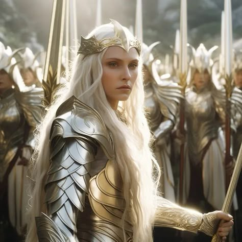 D&d Elves, Elves Aesthetic, Elven Queen, Lotr Elves, Long White Hair, Female Elf, Elves Fantasy, High Elf, Game Of Thrones Art