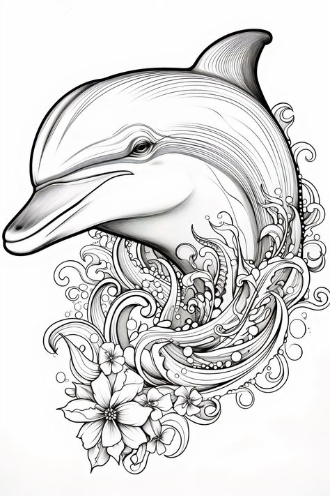 relaxation| adult coloring| mandala| relaxation| Dolphin Coloring Pages Free Printable, Dolphin Mandala, Dolphin Coloring Pages, Tattoo Zeichnungen, Color Book, Color Pages, Pyrography, Free Coloring Pages, Kids Art