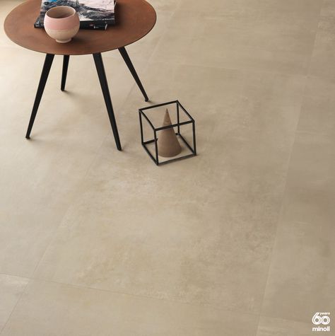 Cream Concrete Floors, Beige Concrete Floors, Warm Concrete Floors, Concrete Look Floor Tiles, Beige Cement Floor, Cream Flooring, Ivory Floor Tiles, Clay Tile Floor, Cream Concrete