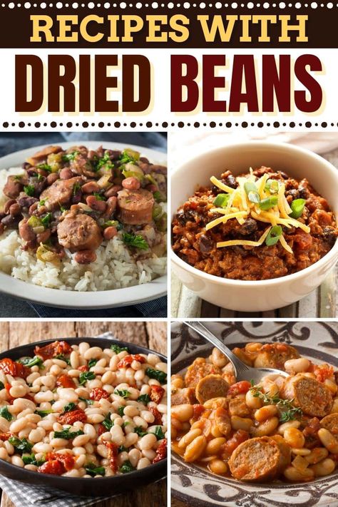 These recipes with dried beans are perfect for any night of the week! From tacos to chili to soup, each dish is guaranteed to please. Recipes With Dried Beans, Chili Recipe With Dry Beans, Cooking With Dried Beans, Mixed Bean Recipes, Dried Bean Recipes, Cook Dried Beans, Curried Chickpeas, Vegan Bean Recipes, Dry Beans Recipe