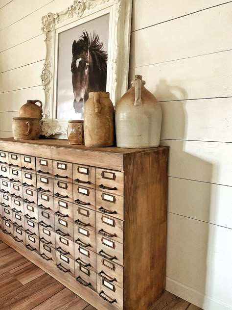 #apothecarycabinet #apothecarycabinetdiy #diycabinet #cabinetrefinish #refinishedfurniture #refinishedfurnitureinspo #vintagedecor #diyprojects #diy #farmhouse #vintageporch Apothecary Cabinet Styling, Antique Seed Cabinet, Shabby Chic Industrial Decor, Apothecary Cabinet Decor, Apothecary Sideboard, Apothecary Cabinet Kitchen, Faux Apothecary Cabinet, Diy Apothecary Cabinet, Apothecary Cabinet Diy