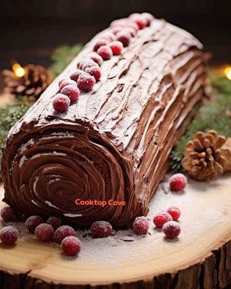 Christmas Log Cake, Yule Log Cake Recipe, Yule Log Recipe, Jelly Roll Cake, Chocolate Log, Chocolate Yule Log, Recipes Using Cake Mix, Yule Log Cake, Cake Roll Recipes