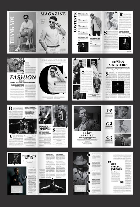 Book Pages Design Layout, Magazine Layout Design Black And White, Table Of Content Magazine Layout, Magazine Portfolio Layout, Magazine Type Layout Design, Fashion Magazine Inspiration, Magazine Ad Design Inspiration, Creative Editorial Design Layout, Magazine Articles Layout