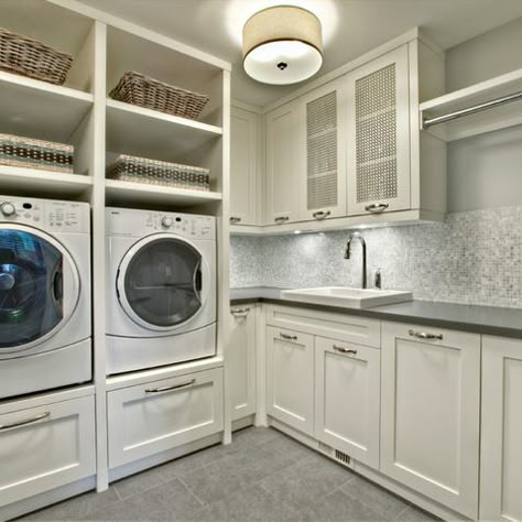 Laundry Room Design Ideas, Pictures, Remodel, and Decor - page 5 Transitional Laundry Room, Traditional Laundry Room, White Laundry Rooms, Laundry Room/mud Room, Home Laundry Room, Basement Laundry Room, Dream Laundry Room, Basement Laundry, Mudroom Laundry Room