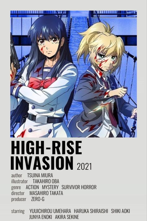 Anime Polaroid, High Rise Invasion, Anime Suggestions, Film Posters Minimalist, Poster Anime, Animes To Watch, Anime Printables, Anime Watch, Anime Titles