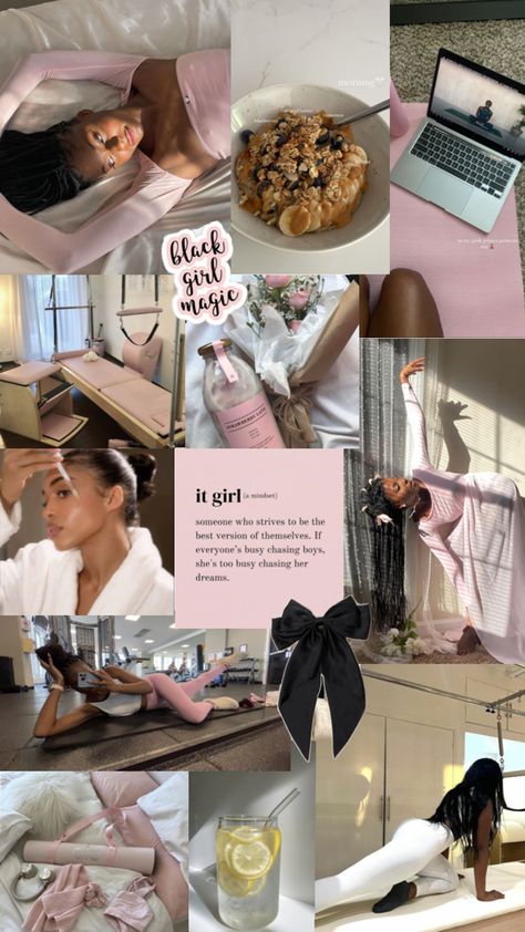 Black Girl Pink Pilates Princess 👸🏾🎀🥒🧘🏾‍♀️Follow my Pinterest With Love Porsha for more feminine inspiration. 🤍 featuring my love Camri 🫶🏾 #pinkpilatesprincess#pilates#pinkpilates#blackgirlpilates#pilatesinspiration#itgirl#blackgirlmagic Black Femininity Aesthetic, Femininity Aesthetic, Pink Pilates Princess, I Love Being Black, Manifesting Vision Board, Pretty Pink Princess, Pink Lifestyle, Pink Pilates, Black Princess