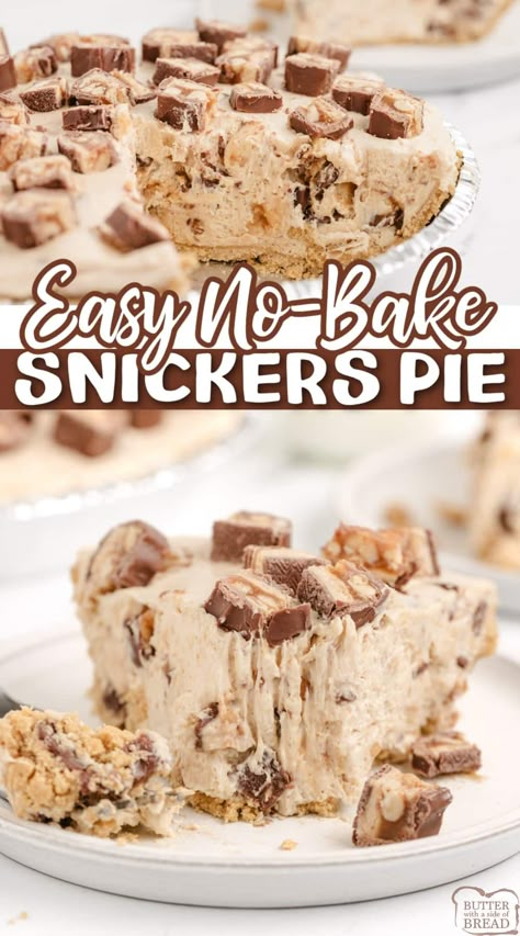 Snickers Pudding Dessert, No Bake Snickers Pie, Easy Cream Pies No Bake, No Bake Snickers Cheesecake, Coconut Cream Poke Cake, Peanut Butter Pie Recipe No Bake, Snickers Pie, No Bake Peanut Butter Pie, Snickers Recipe