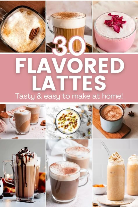 Flavored Latte Recipes, Latte Flavor Ideas, Speciality Coffee Recipes, Barista Recipe, Flavored Coffee Recipes, Breakfast Beverages, Coffee Drinks At Home, Espresso Drink Recipes, Coffee Recipes Hot